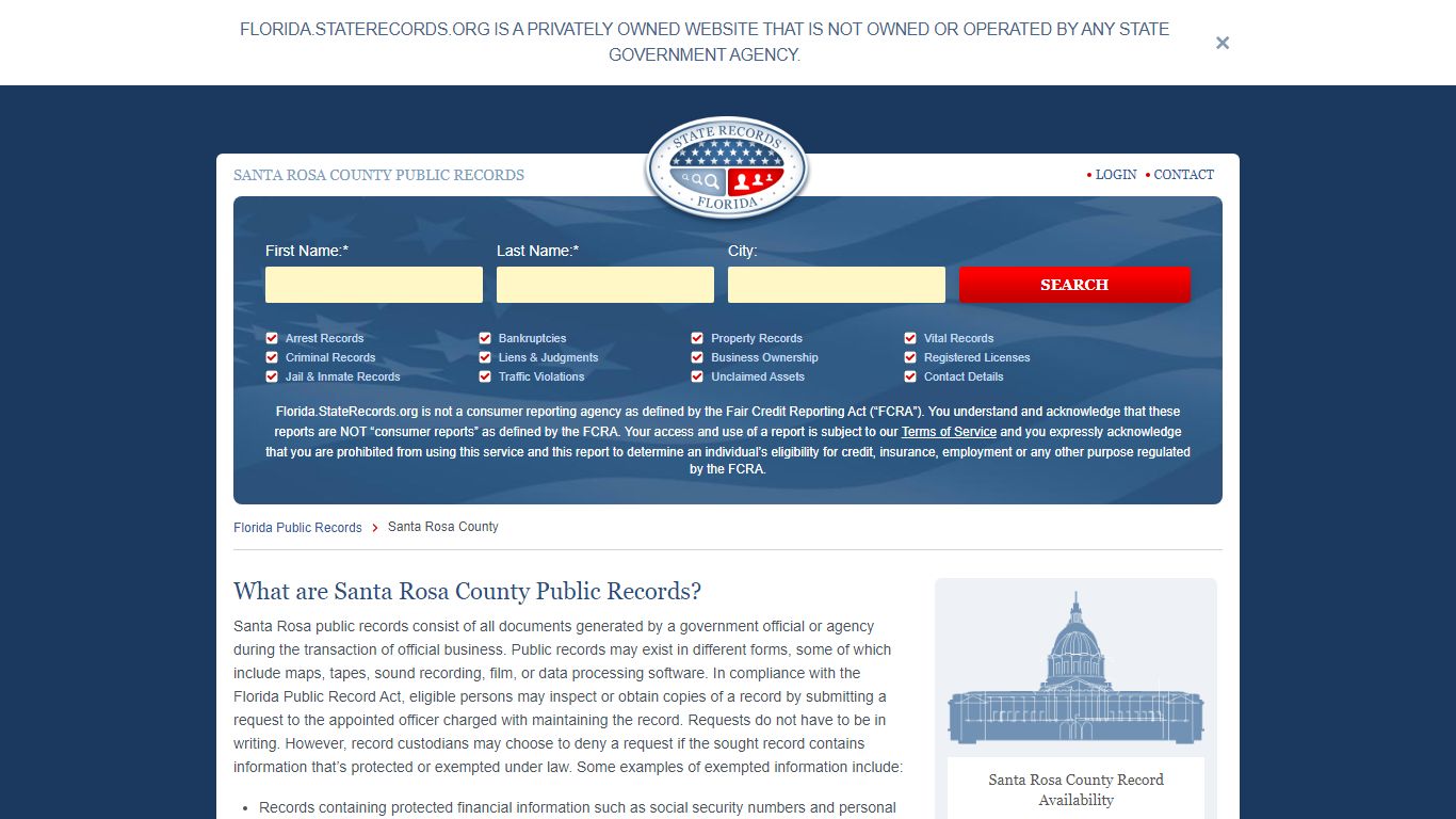 Santa Rosa County Arrest, Court, and Public Records | StateRecords.org
